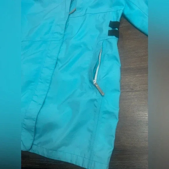 Merrell Long Jacket L Women Bright Blue/turquoise Nylon Snaps Full Zip Lined - Picture 9 of 11